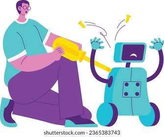 Robot Maintenance Artificial Intelligence Technology Illustration 