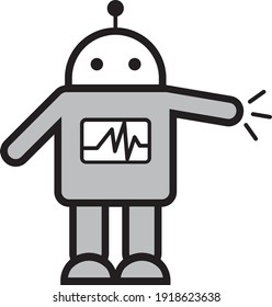 Robot Man Collecting Data. Vector Illustration.