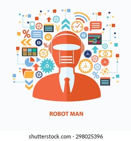 Robot man concept design on white background,clean vector