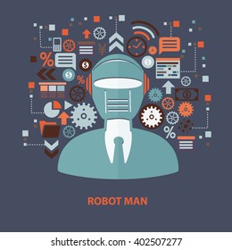 Robot man concept design on clean background,vector
