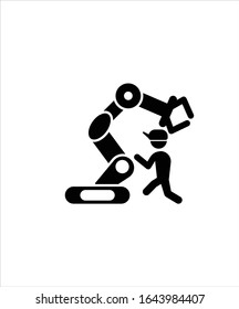 robot with man flat design icon,vector best illustration design icon.