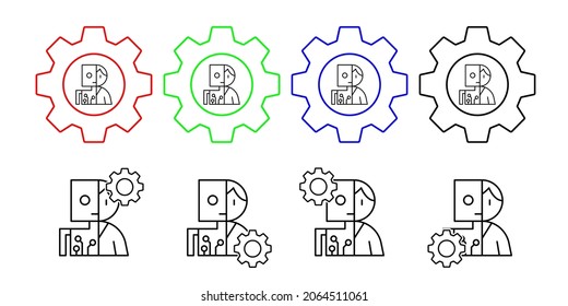 Robot man humanoid vector icon in gear set illustration for ui and ux, website or mobile application
