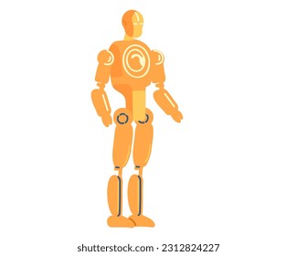 Robot man isolated on white background, vector illustration