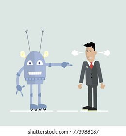 Robot and man in a quarrel