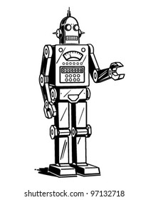 Robot Man - Retro Clipart Illustration