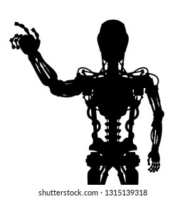 Robot man silhouette vector. High technology concept.