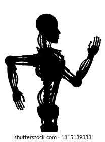 Robot man silhouette vector. High technology concept.