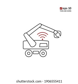 Robot manipulator, robotic arm - vector thin line icon on white background. Symbol for web, infographics, print design and mobile UX UI kit. Vector illustration, EPS10.