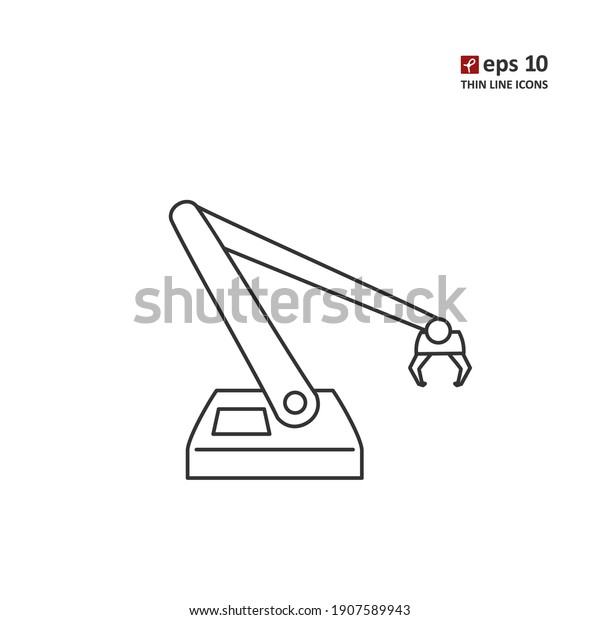 Robot manipulator,\
robotic arm - vector thin line icon on white background. Symbol for\
web, infographics, print design and mobile UX UI kit. Vector\
illustration, EPS10.