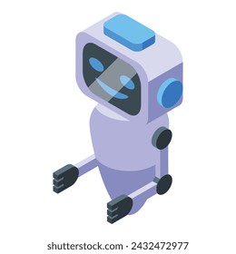 Icono de marketing de robot vector isométrico. Medios sociales. Trabajo en equipo en línea