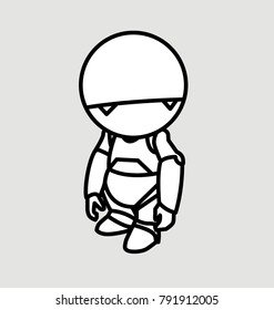 Robot Marvin vector line illustration