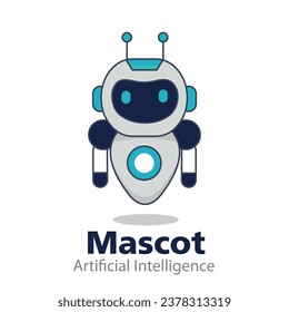 Robot Mascot for Artificial Intelligence and Social Media service vector simple illustration