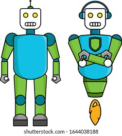robot mascot character vector illustration flat design