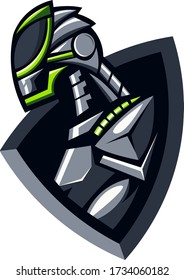 Robot mascot logo design vector with modern illustration concept style for badge, emblem and t shirt printing. Angry robot illustration for sport and e-sport team.