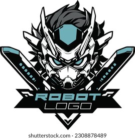 Robot mascot logo design vector with modern illustration concept style for badge, emblem and tshirt printing. Robotic illustration for esport team and sport.