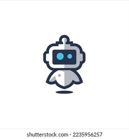 Diseño de plantilla de espacio negativo del logotipo de la mascota robot. vectores, inspiración del logo.