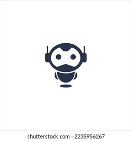 Robot Mascot Logo Negative Space Template Design. Vektorgrafiken, Logo-Inspiration.