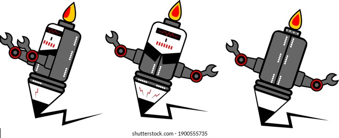 robot mascot pencil with fire on it, Good for copywriter's agency logos, community t-shirt designs, etc.