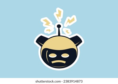 Diseño del logotipo vectorial Robot Mascot Sticker. Diseño vectorial de tecnología futurista. Ilustración vectorial de la pegatina de dibujos animados.