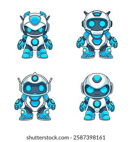 Robot Mascot Vector Collection. Simple and Futuristic Design