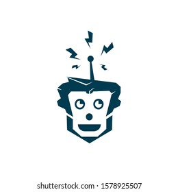 Robot mascot vector logo design. Futurist technology vector design. Cartoon vector illustration.	
