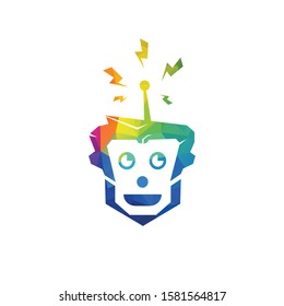 Robot mascot vector logo design. Futurist technology vector design. Cartoon vector illustration.	
