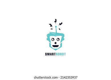 Robot mascot vector logo design. Futurist technology vector design. Cartoon vector illustration.