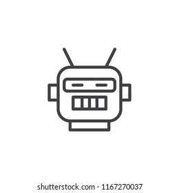 Robot mask outline icon. linear style sign for mobile concept and web design. Robot Costume party line vector icon. Bot symbol, logo illustration. Pixel perfect vector graphics