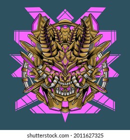 Robot mecha brown and pink colour design tshirt logo icon