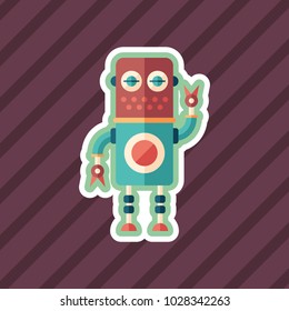 Robot mechanic sticker flat icon with color background.