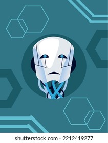 robot mechanical AI technology, vector style