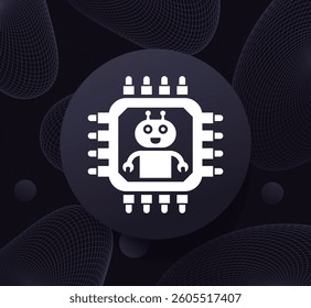 robot and microchip icon, robotics technology vector design