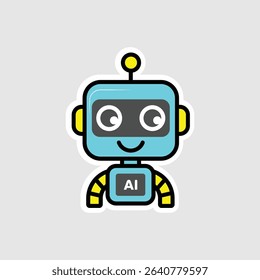 Robot in the modern age: A cheerful robot stands confidently, its circuits humming with potential, inviting you to explore the marvels of technology. This design blends elements of the digital world.