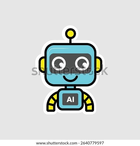 Robot in the modern age: A cheerful robot stands confidently, its circuits humming with potential, inviting you to explore the marvels of technology. This design blends elements of the digital world.