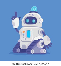 Robot and Modern Electronic Humanoid Machine Point Finger Vector Illustration