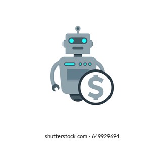 Robot Money Icon Logo Design Element
