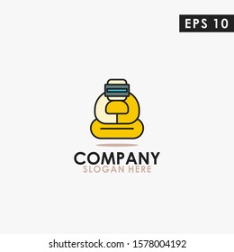 Robot Monk Buddhist Logo Design Vector Template. Modern Design. Vector Illustration