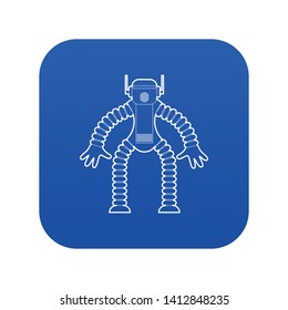 Robot monkey icon blue vector isolated on white background