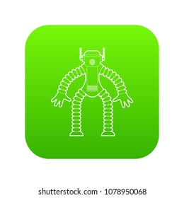 Robot monkey icon green vector isolated on white background