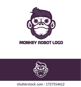 Robot Monkey Logo, Design Animal, Vector