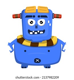 Robot monster, cartoon vector,alien monster illustration, isolated cartoon on white background.
