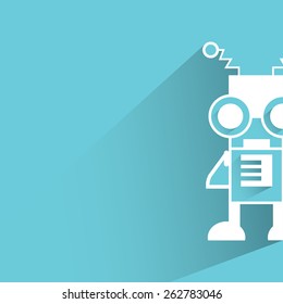 robot, monster on blue background, flat and shadow theme