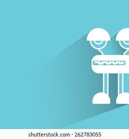 robot, monster on blue background, flat and shadow theme