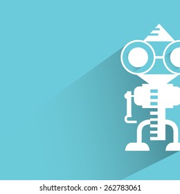 robot, monster on blue background, flat and shadow theme