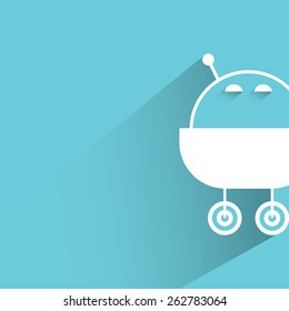 robot, monster on blue background, flat and shadow theme