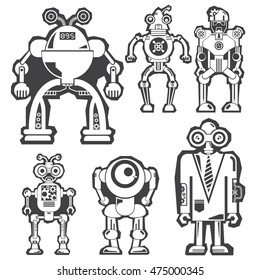 robot, monster sticker design