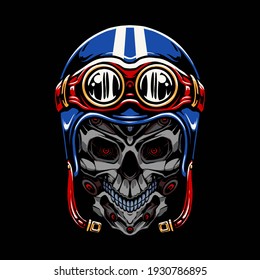ilustración del vector del casco de la motocicleta robot