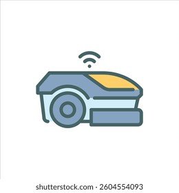 Robot Mower filled outline icon. Robot Mower color line illustration.
