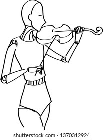 A robot musician (in vector, isolated)