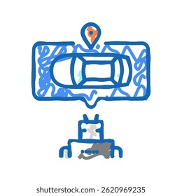 Roboter-Navigation doodle Symbol Skizze Vektor. Roboternavigationszeichen. einzelne Symbolgrafik